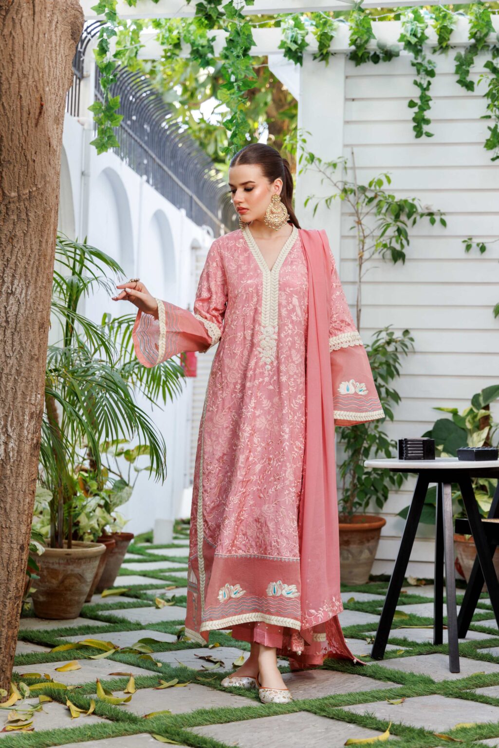 Kurta Sets – 3 Pcs,Embroidered Long Shirts-SHK