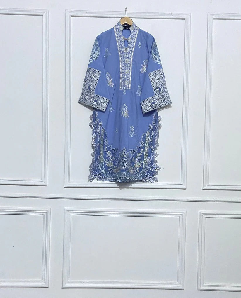 Denim Blue Embroidered Kurta