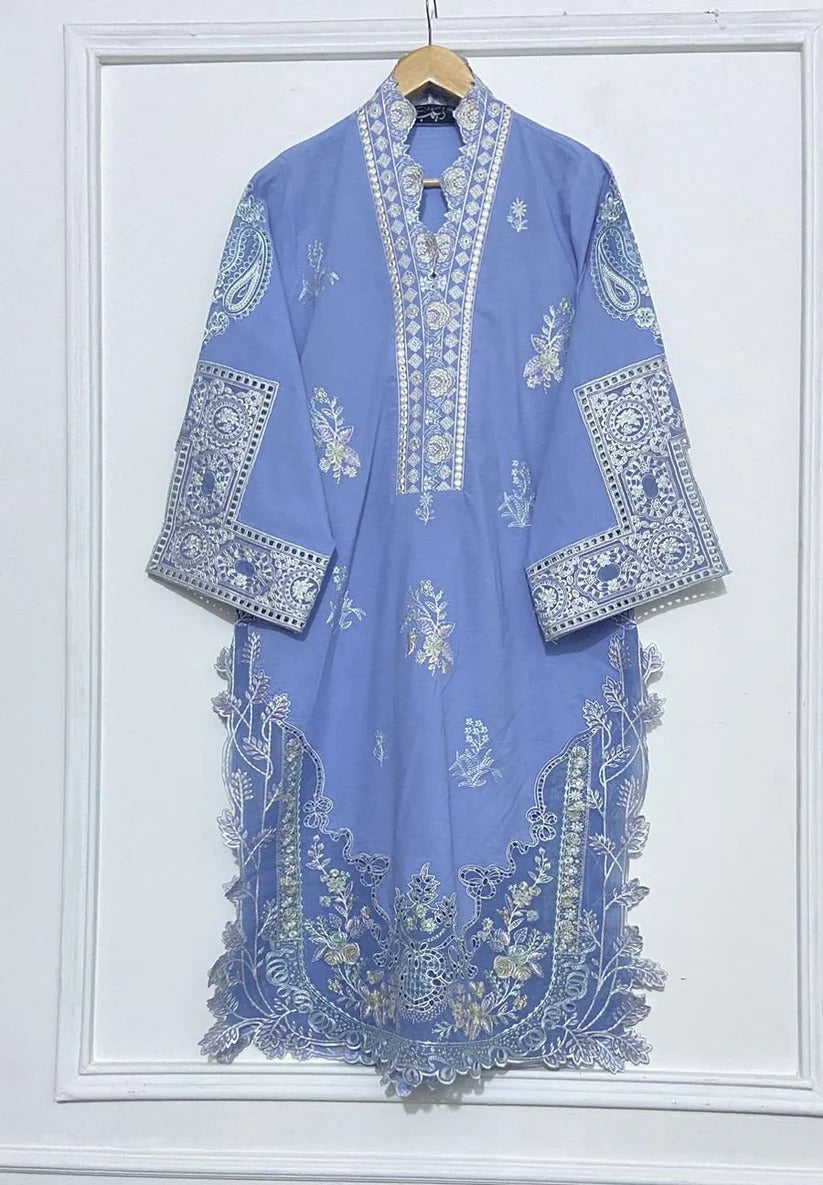 Denim Blue Embroidered Kurta