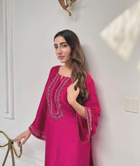 AIREEN Hot Pink Silk Suit -AK-06