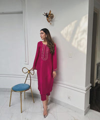 AIREEN Hot Pink Silk Suit -AK-06